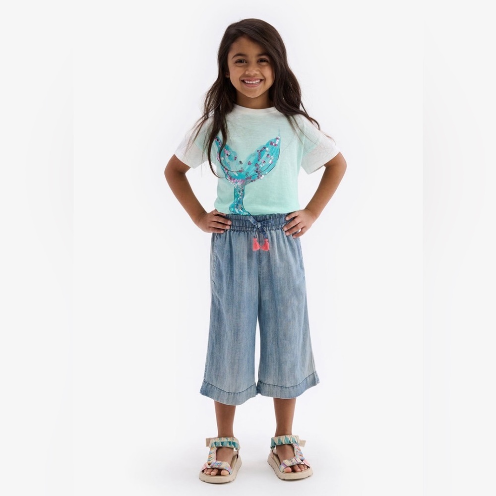 NWT Hatley Blue Wash Culottes Pants - Picture 3 of 4